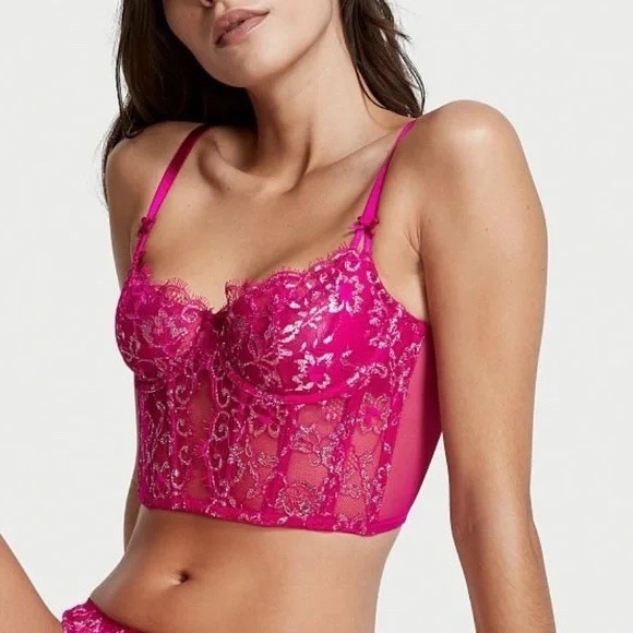 Be Wicked Other - Victoria Secret Dream Angels Push Up Corset Bustier Bra Top Size XL Wicked Rose